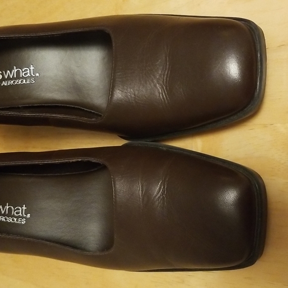 What's What By AEROSOLES Brown Leather Square-toed Pumps 8W Shoes Heels - Picture 8 of 11